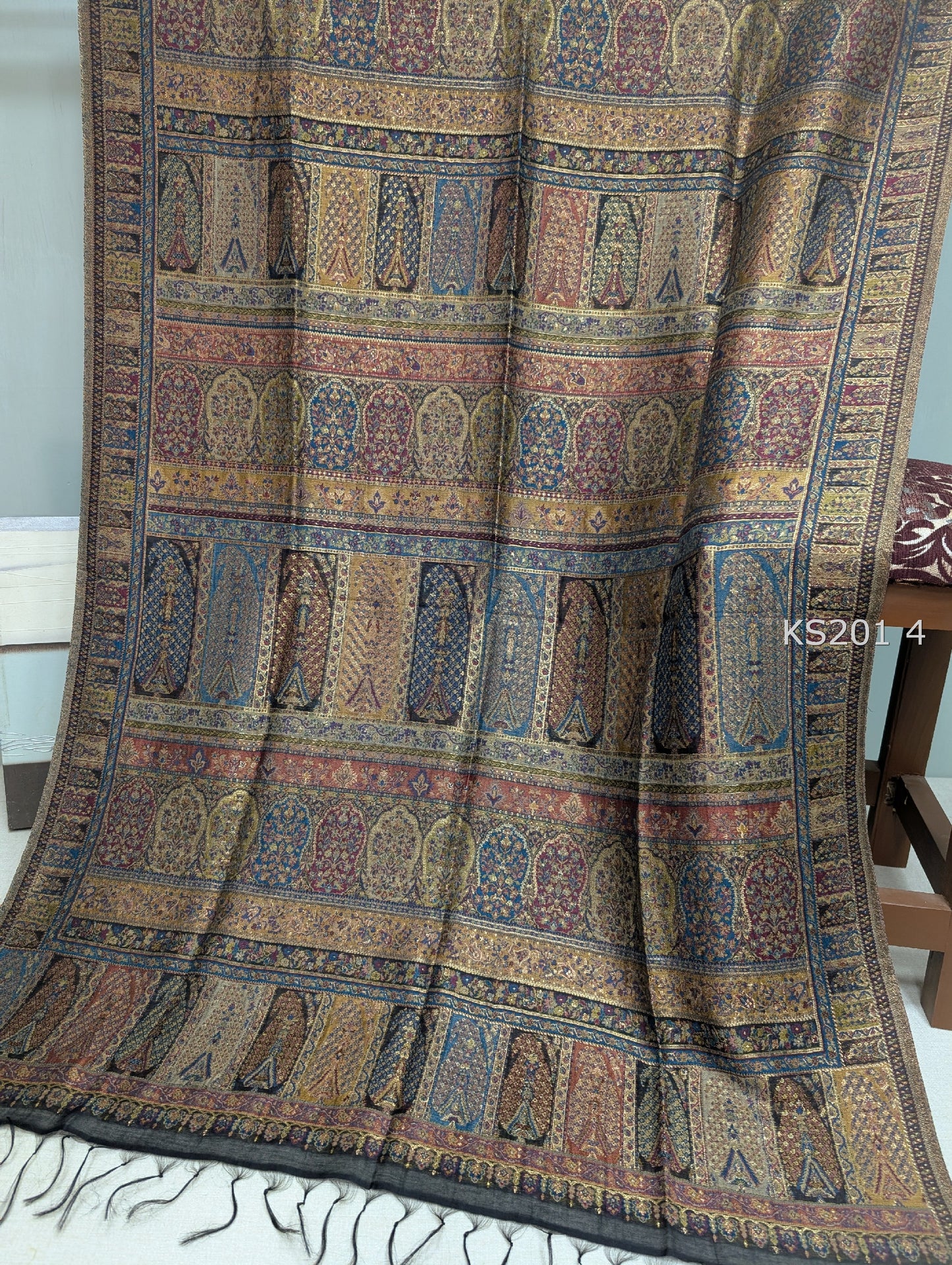 Luxury Kani Silk Shawl, Wedding Wrap Perfect Gift Made in Kashmir | KS201