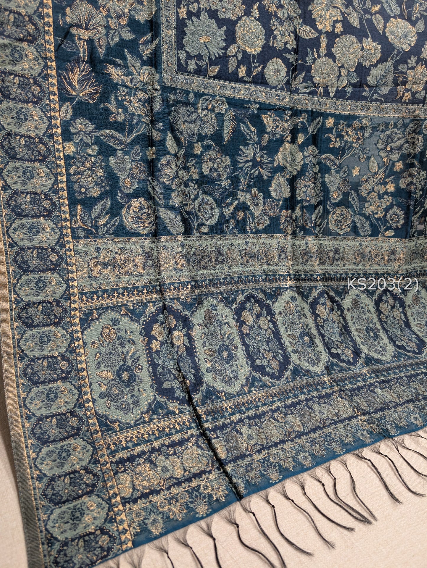 Luxury Kani Silk Shawl, Wedding Wrap Perfect Gift Made in Kashmir | KS203