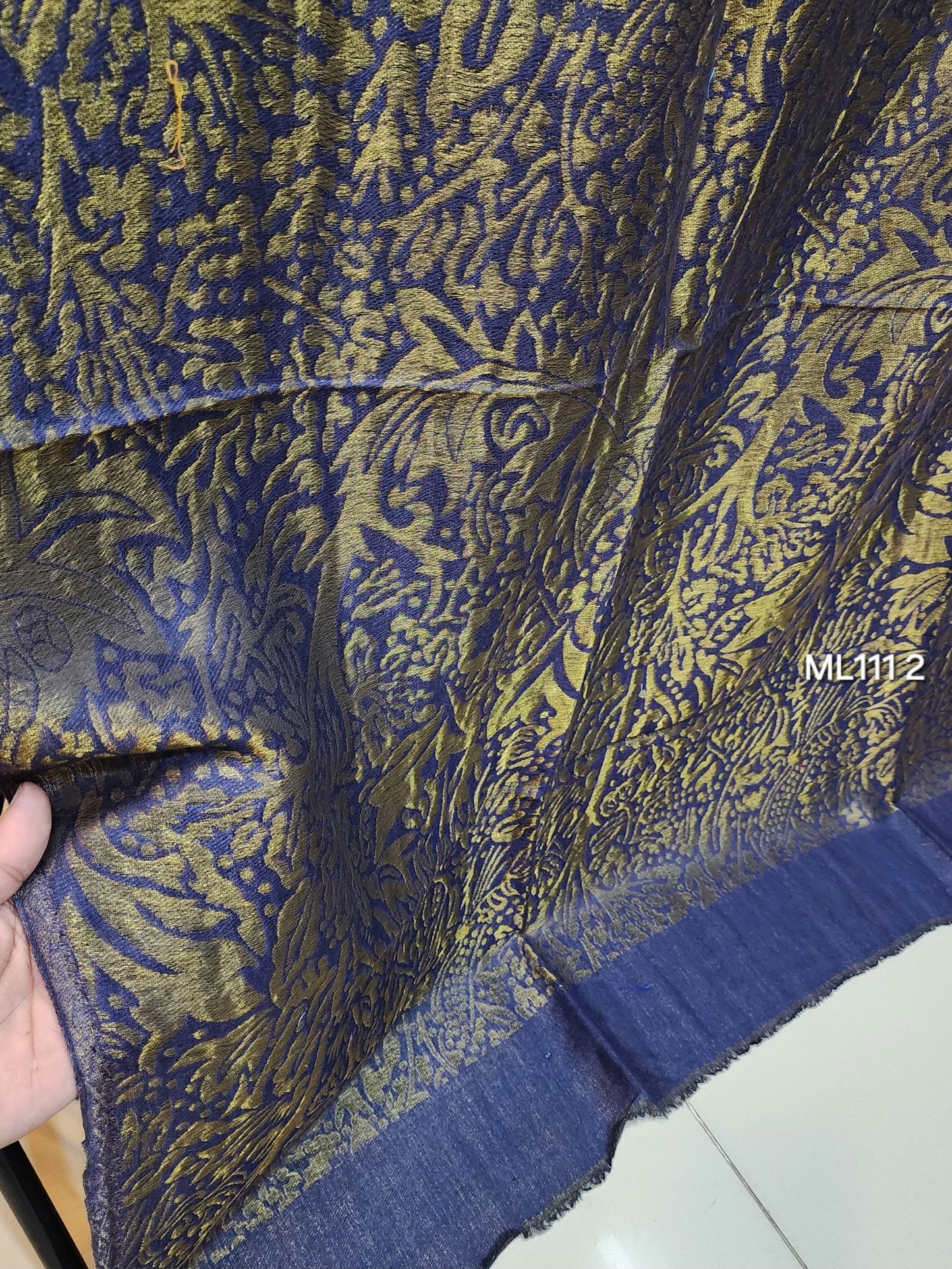 Moonlight Self Toosh Shawl Made in Kashmir Golden Moonlight Perfect Gift For Winters | Blue