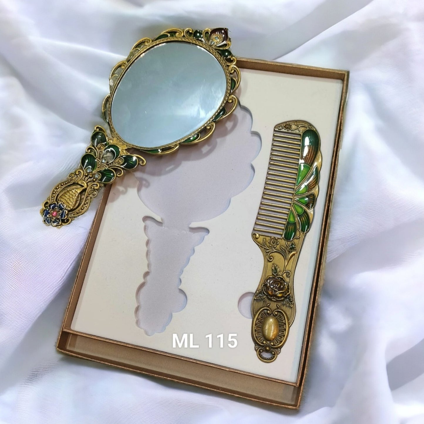 Large Metal Comb and Mirror Set 9 inches