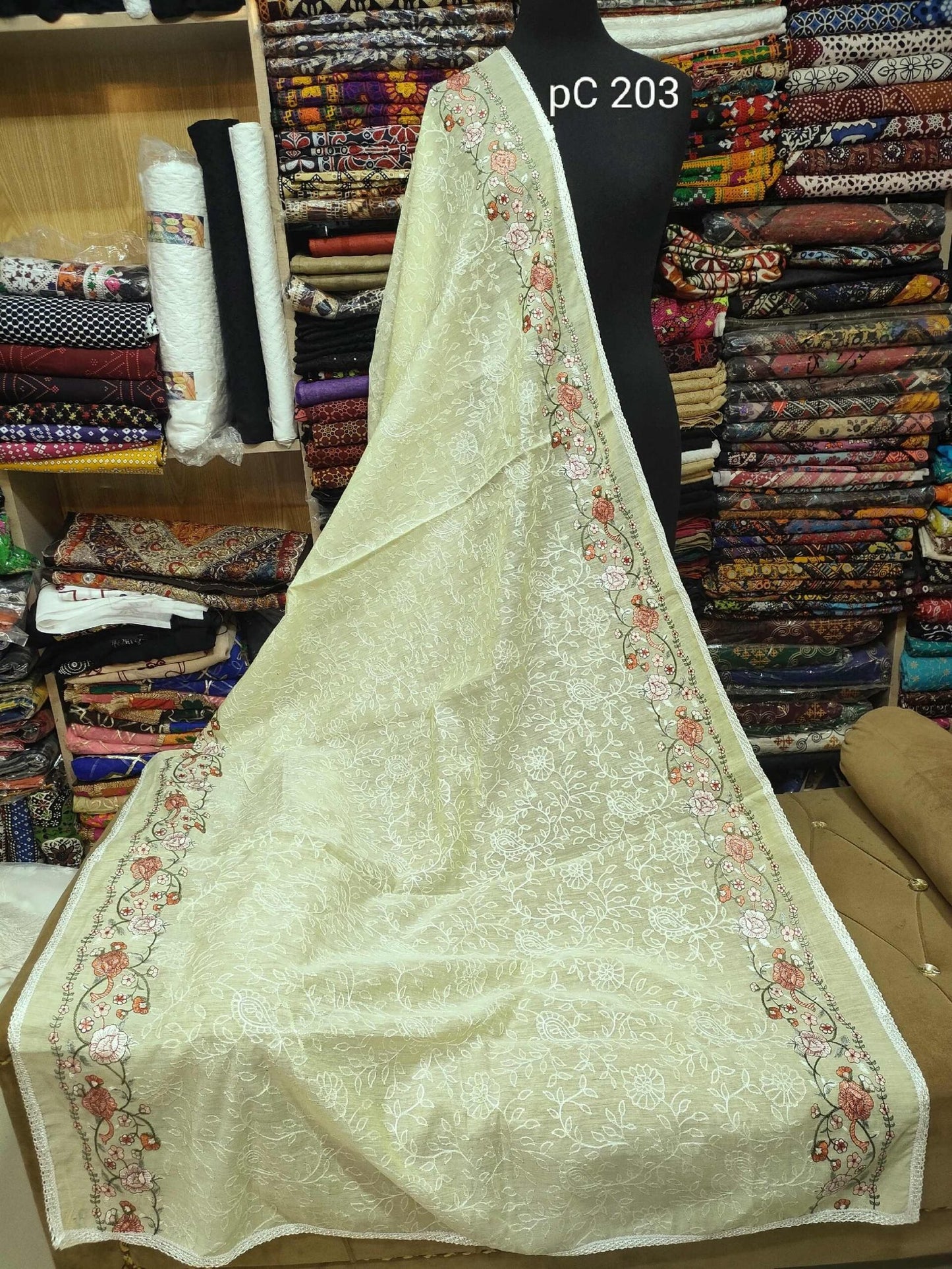 Paper Lawn Fancy Embroidered Dupatta Multi Border