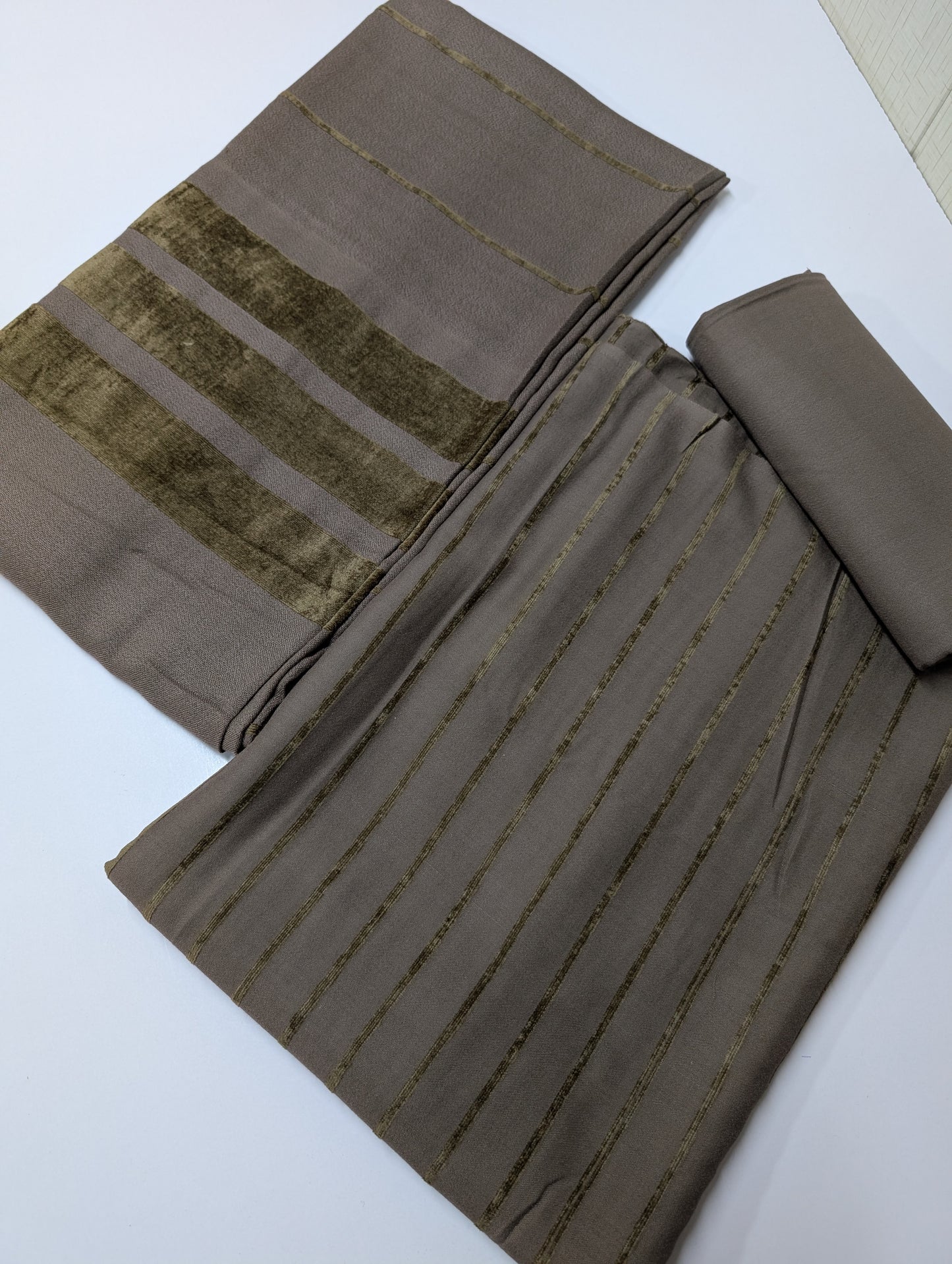 3 Piece Suit | Velvet Lining Marina Suit Allover With Shawl | New Arrival Beautiful Gift | Sand Skin