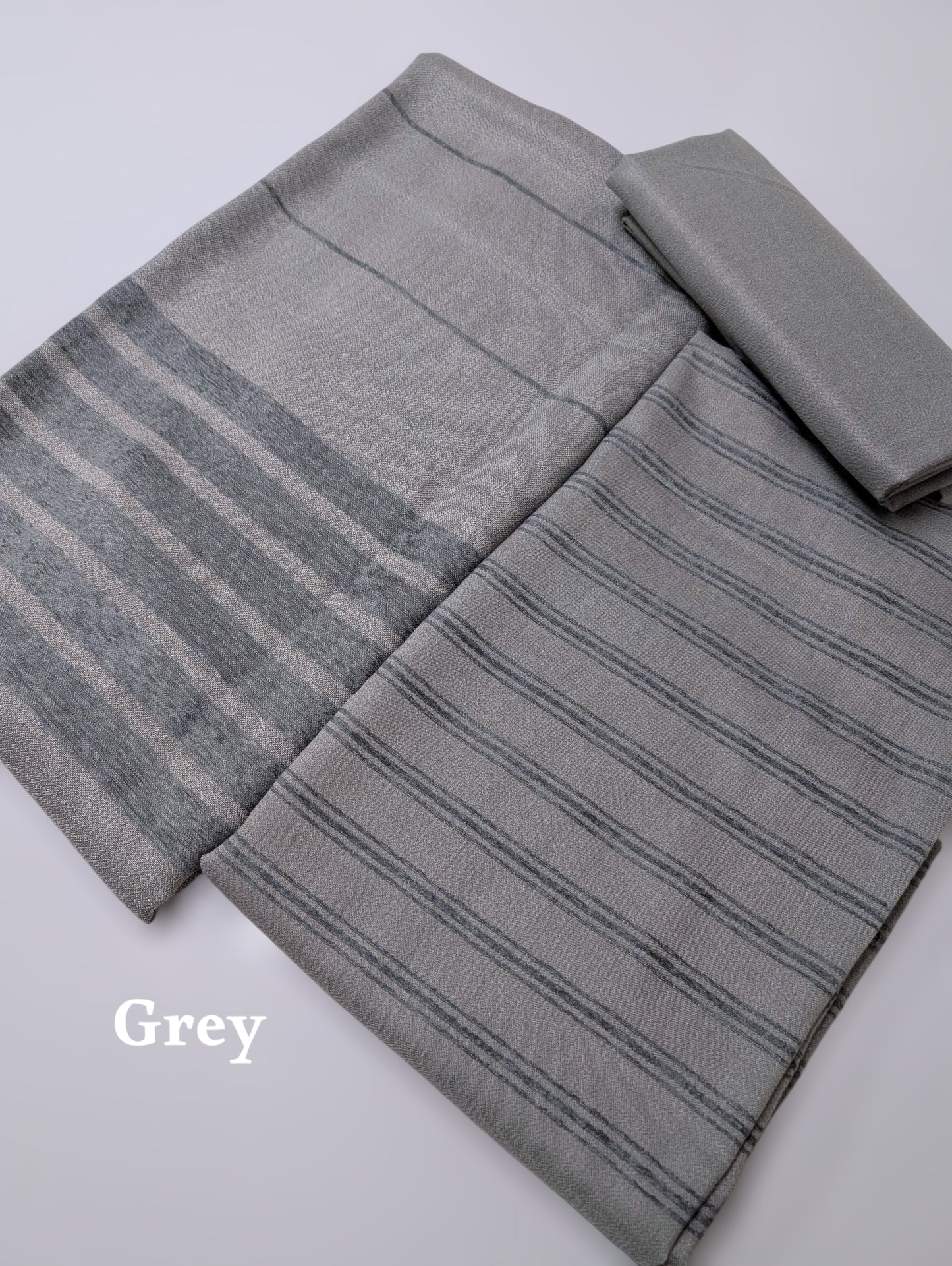 3 Piece Suit | Velvet Lining 3 Lines Marina Suit Allover With Shawl | New Arrival Beautiful Gift | Silver Grey