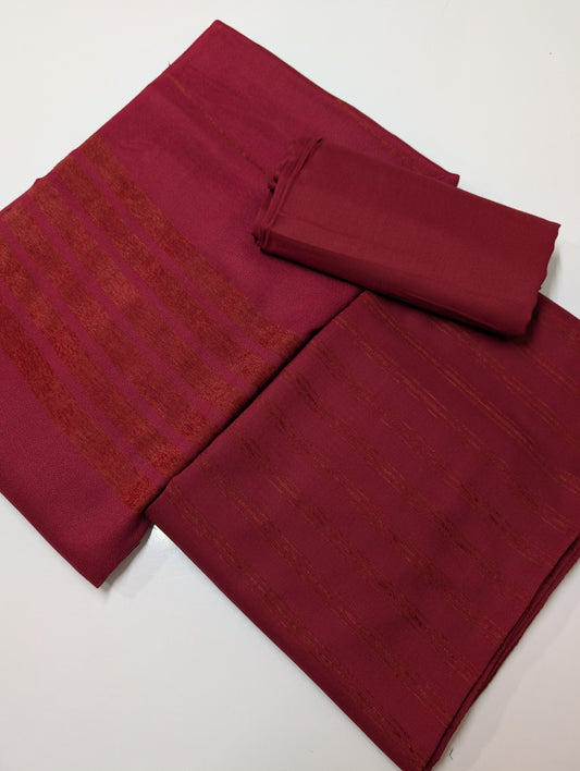 3 Piece Suit | Velvet Lining 3 Lines Marina Suit Allover With Shawl | New Arrival Beautiful Gift | Maroon
