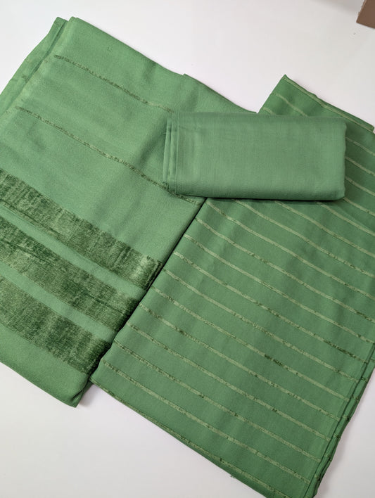 3 Piece Suit | Velvet Lining Marina Suit Allover With Shawl | New Arrival Beautiful Gift | Pista Green