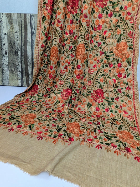 Pashmina Stole Full Embroidery Kashmiri Work in Sale Price perfect Gift 80x28 inches