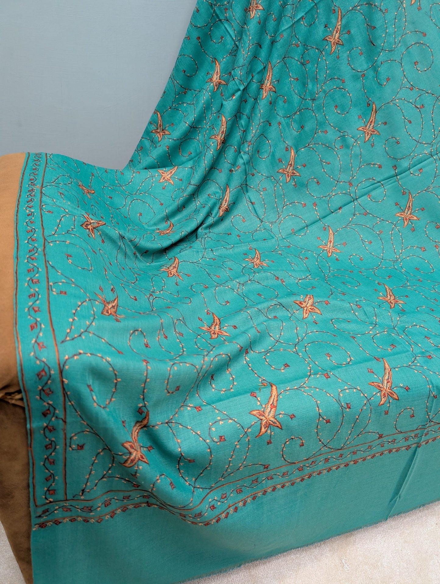 Pashmina Handmade Full Embroidered Souzni Shawl Beautiful New Design 2025 Collection Made in Kashmir