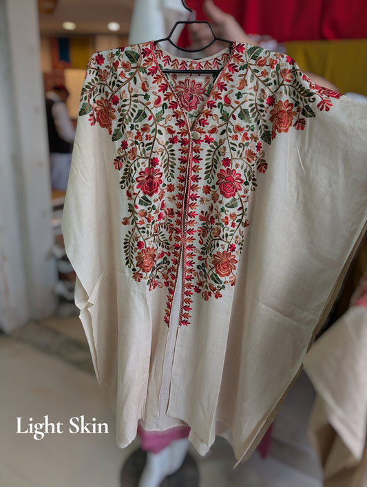 Cape Shawl | Pashmina Embroidered Cape Shawls Perfect for Gift | Light Skin