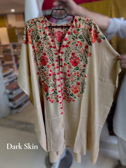 Cape Shawl | Pashmina Embroidered Cape Shawls Perfect for Gift | Dark Skin