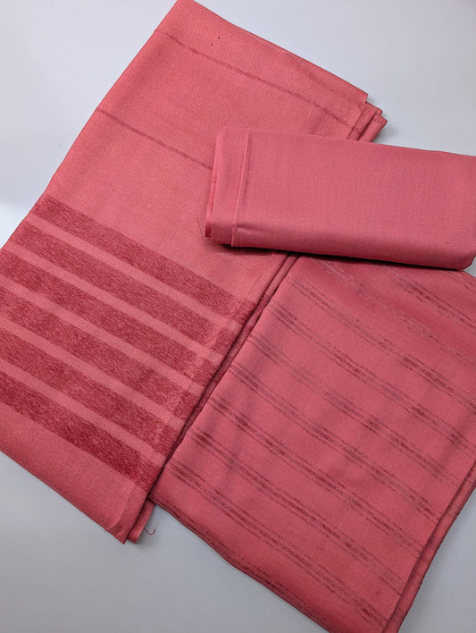 3 Piece Suit | Velvet Lining Marina Suit Allover With Shawl | New Arrival Beautiful Gift | Rose Pink