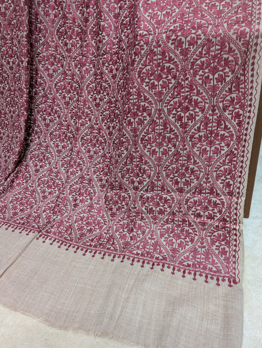Pashmina Embroidered Shawl Matka Design | Kashmiri Aar Work Embroidery Perfect Gift in Sale Price White Matka Design