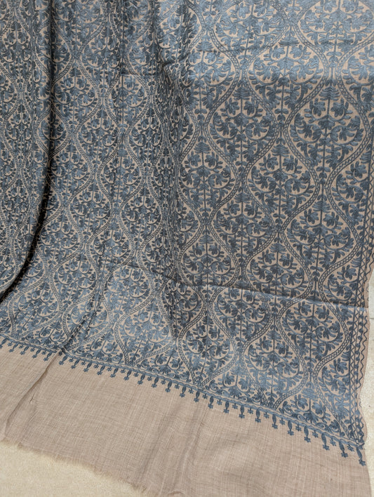Pashmina Embroidered Shawl Matka Design | Kashmiri Aar Work Embroidery Perfect Gift in Sale Price White Matka Design