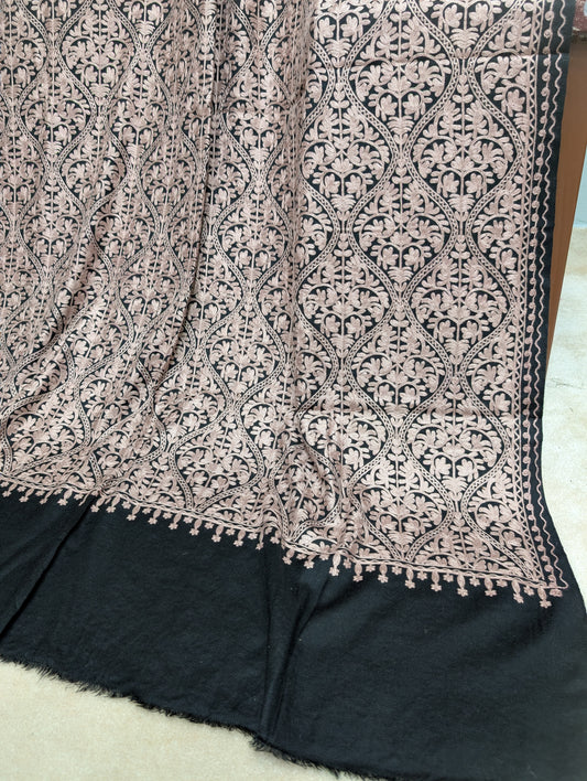 Pashmina Embroidered Shawl Matka Design | Kashmiri Aar Work Embroidery Perfect Gift in Sale Price White Matka Design