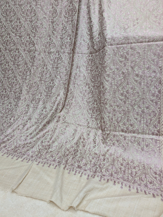 Pashmina Embroidered Shawl Matka Design | Kashmiri Aar Work Embroidery Perfect Gift in Sale Price White Matka Design