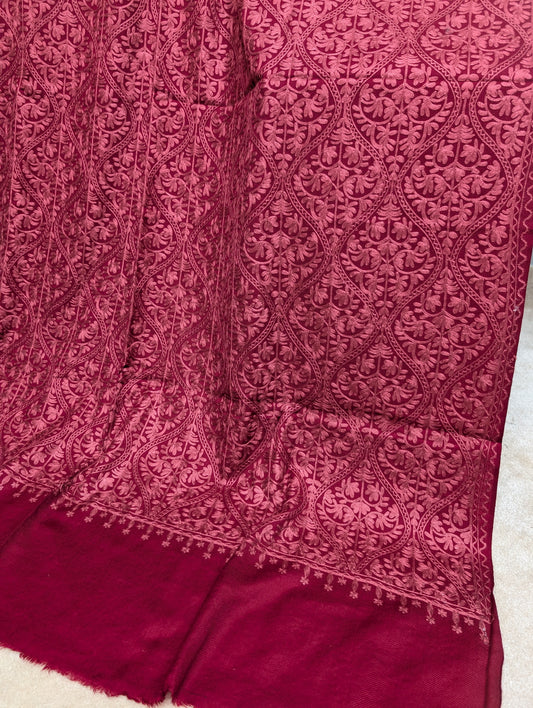 Pashmina Embroidered Shawl Matka Design | Kashmiri Aar Work Embroidery Perfect Gift in Sale Price White Matka Design