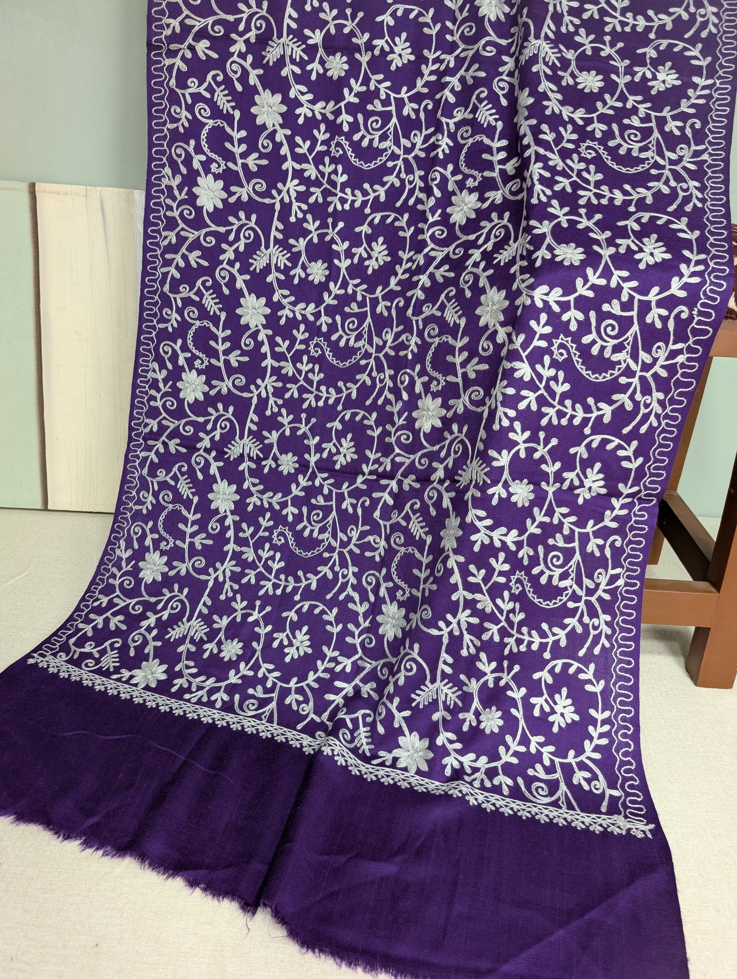 Pashmina Stole Full Embroidery Kashmiri Work in Sale Price perfect Gift 80x28 inches