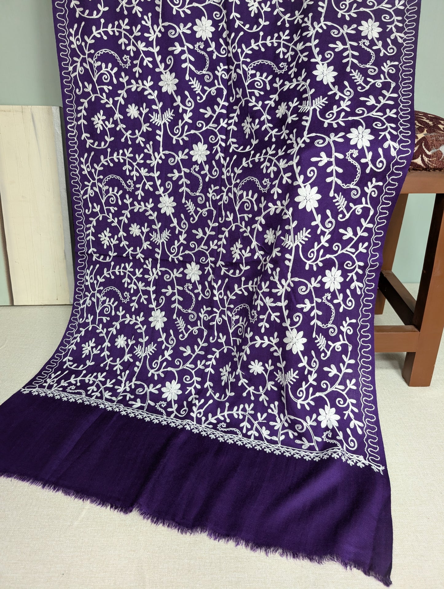 Pashmina Stole Full Embroidery Kashmiri Work in Sale Price perfect Gift 80x28 inches