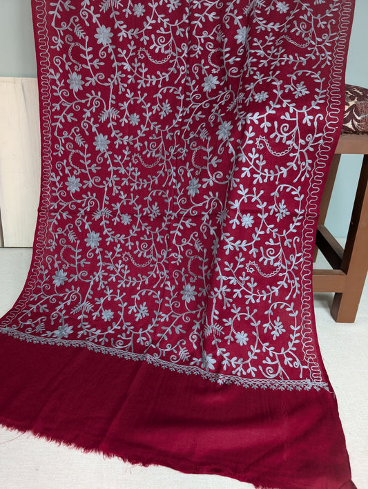 Pashmina Stole Full Embroidery Kashmiri Work in Sale Price perfect Gift 80x28 inches