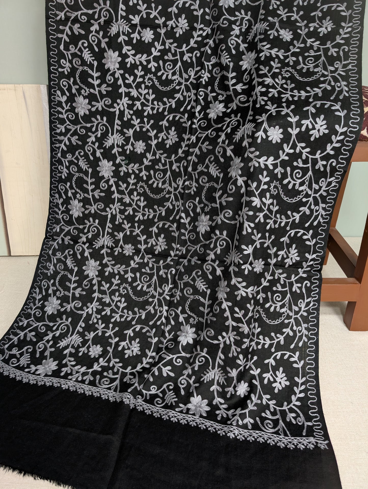 Pashmina Stole Full Embroidery Kashmiri Work in Sale Price perfect Gift 80x28 inches