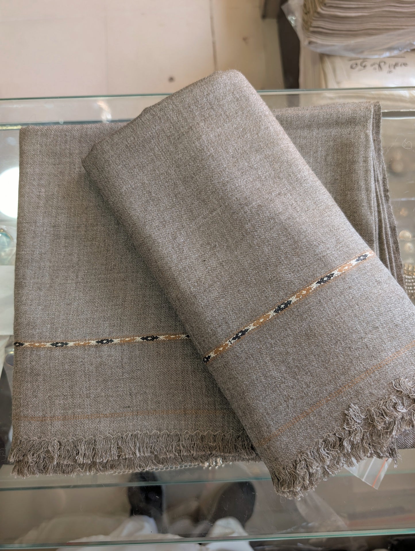 Gents Shawl | Pure, Fine and Soft Wool Islampur Swat Khaddi Made Shawl Perfect Gift | Skin Grey