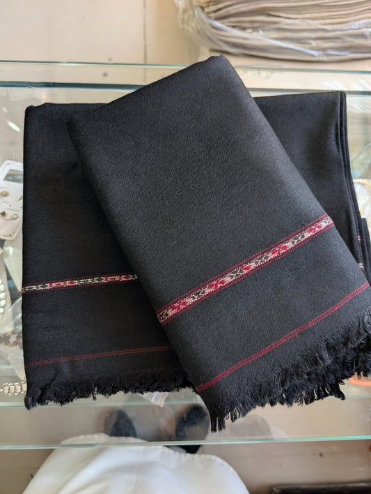 Gents Shawl | Pure, Fine and Soft Wool Islampur Swat Khaddi Made Shawl Perfect Gift | Jet Black