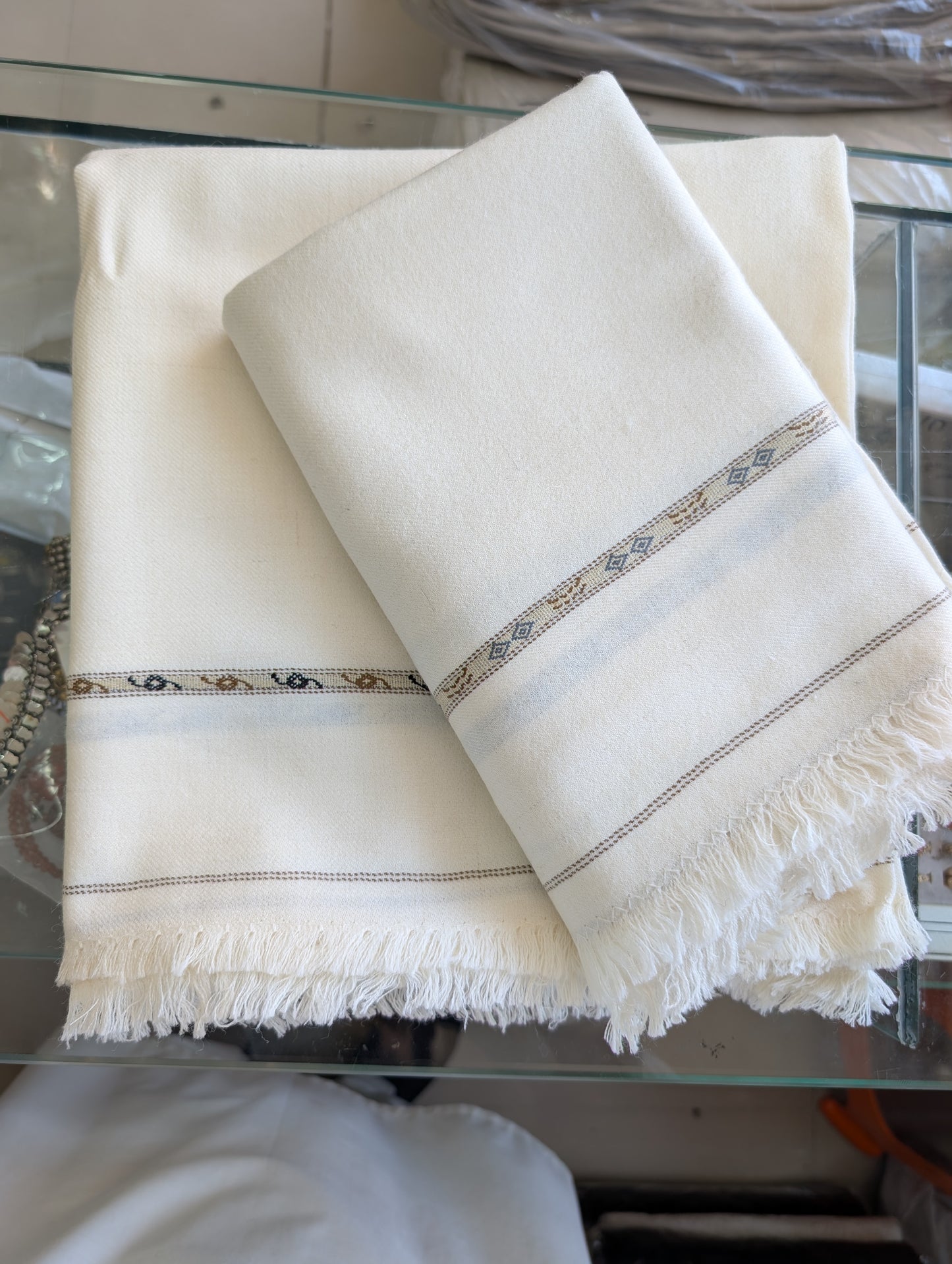 Gents Shawl | Pure, Fine and Soft Wool Islampur Swat Khaddi Made Shawl Perfect Gift | Off White