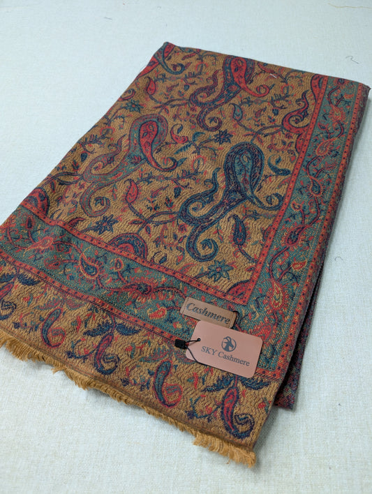 Kani Shawl | Sky Cashmere Pure Wool Shawl Perfect Soft Material for Winter | Mustard