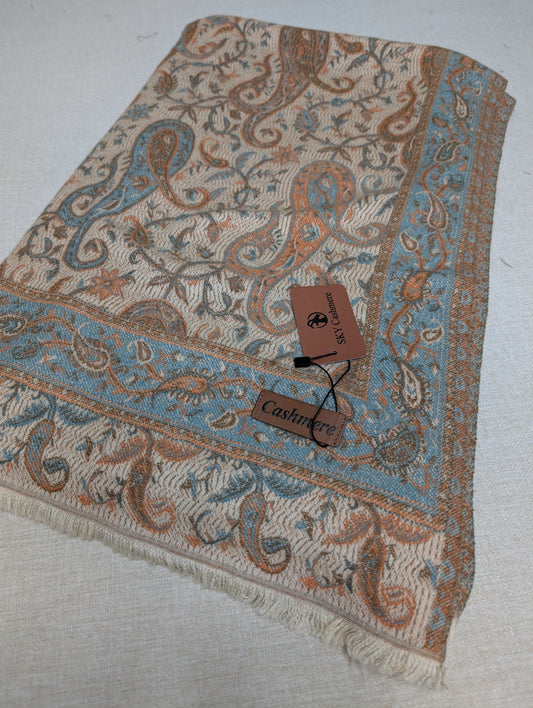 Kani Shawl | Sky Cashmere Pure Wool Shawl Perfect Soft Material for Winter | Light Skin