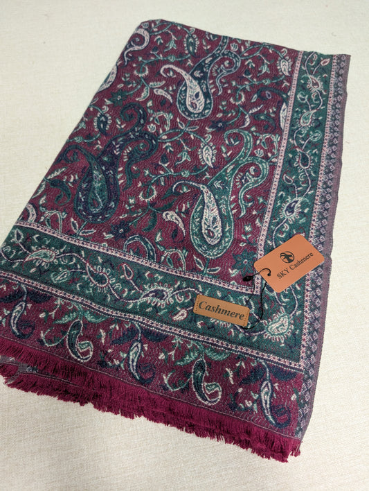 Kani Shawl | Sky Cashmere Pure Wool Shawl Perfect Soft Material for Winter | Maroon