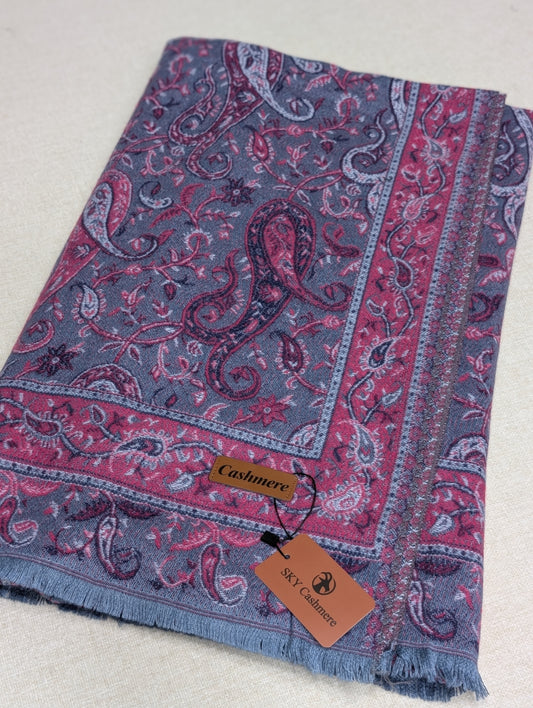 Kani Shawl | Sky Cashmere Pure Wool Shawl Perfect Soft Material for Winter | Light Purple