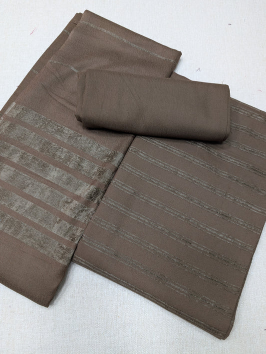 3 Piece Suit | Velvet Lining 3 Lines Marina Suit Allover With Shawl | New Arrival Beautiful Gift | Sand Skin