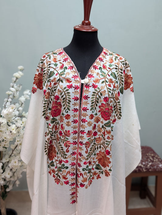 Cape Shawl | Pashmina Embroidered Cape Shawls Perfect for Gift | White