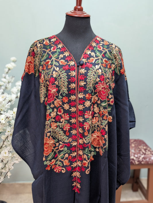 Cape Shawl | Pashmina Embroidered Cape Shawls Perfect for Gift | Navy Blue