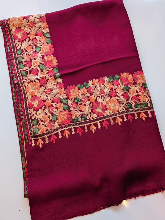Kashmiri Shawl | Fine Pashmina Aari 4 Side Border Shawl Gift Item