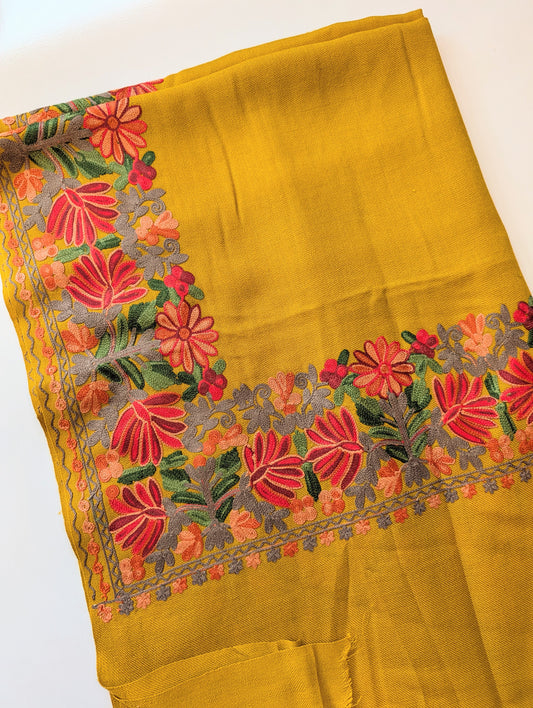 Kashmiri Shawl | Fine Pashmina Aari 4 Side Border Shawl Gift Item
