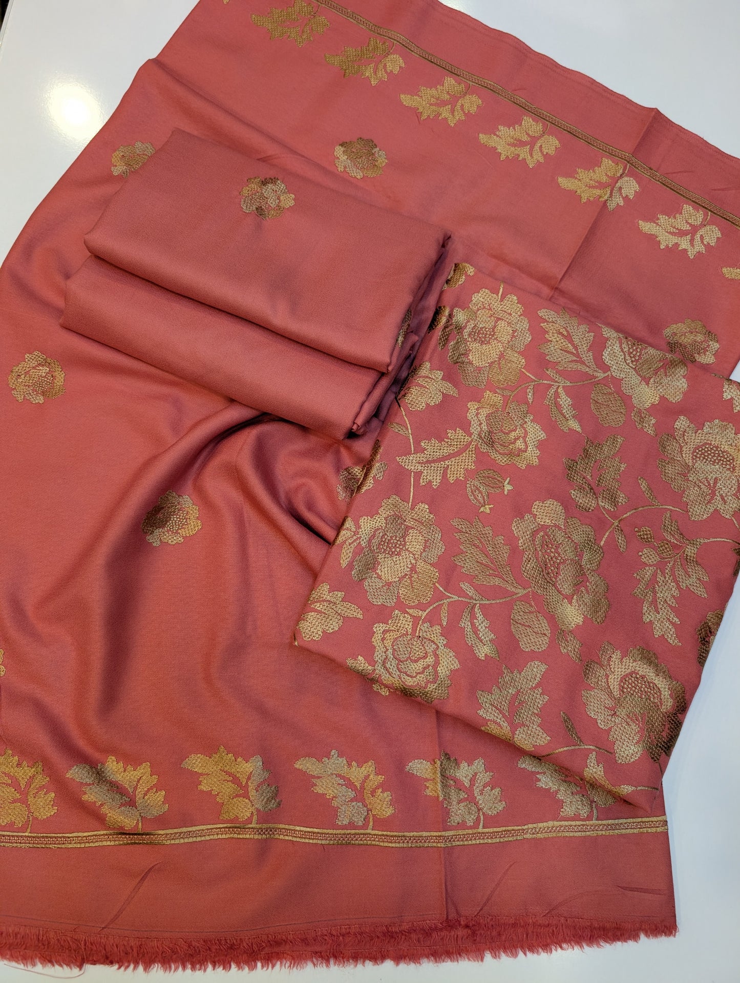 Marina 3 Piece Embroidered Suit Skin Embroidery Marina Shawl | Pink