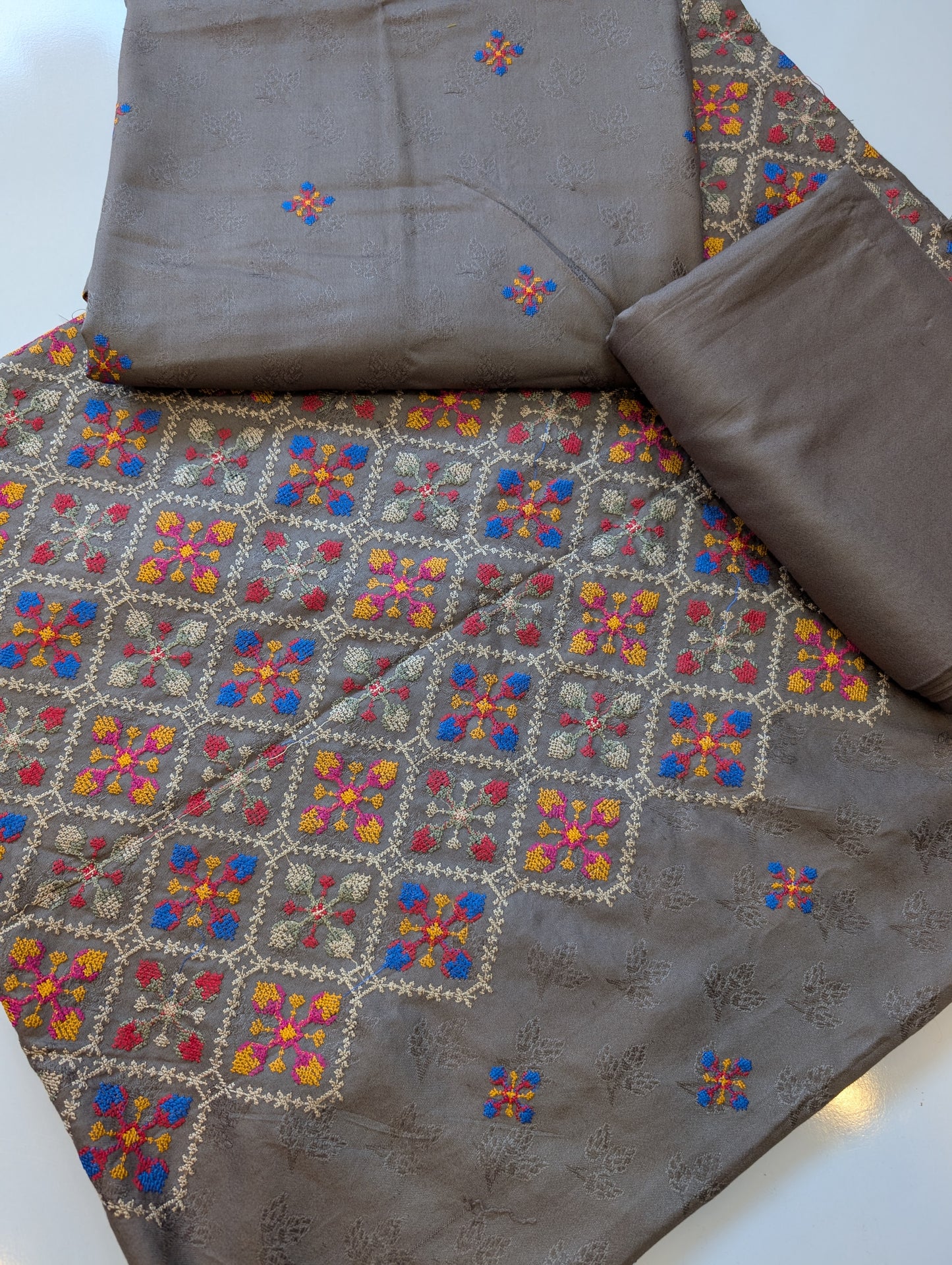 Marina Embroidered 3 Piece Suit Multi Embroidery | Skin Grey