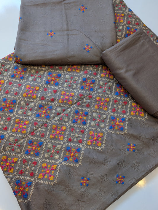 Marina Embroidered 3 Piece Suit Multi Embroidery | Skin Grey