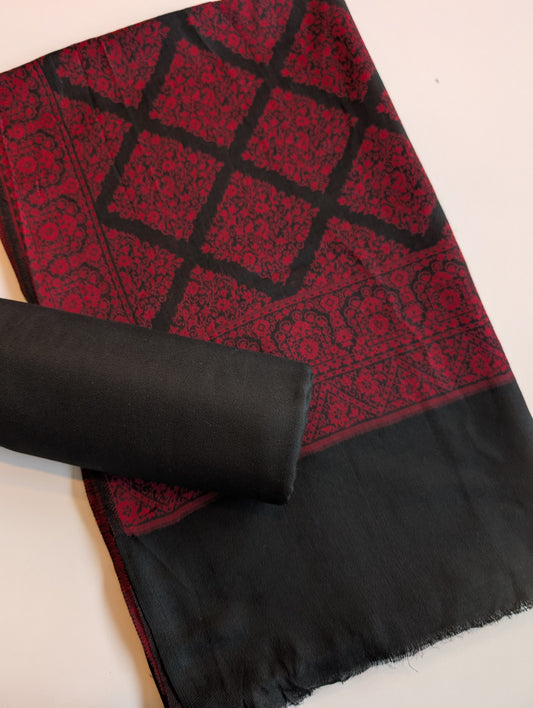 Pashmina 3 Piece Suit | Kani Pashmina Shawl With Black Marina Suit