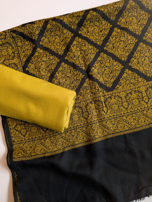 Pashmina 3 Piece Suit | Kani Pashmina Shawl With Pear Green Marina Suit