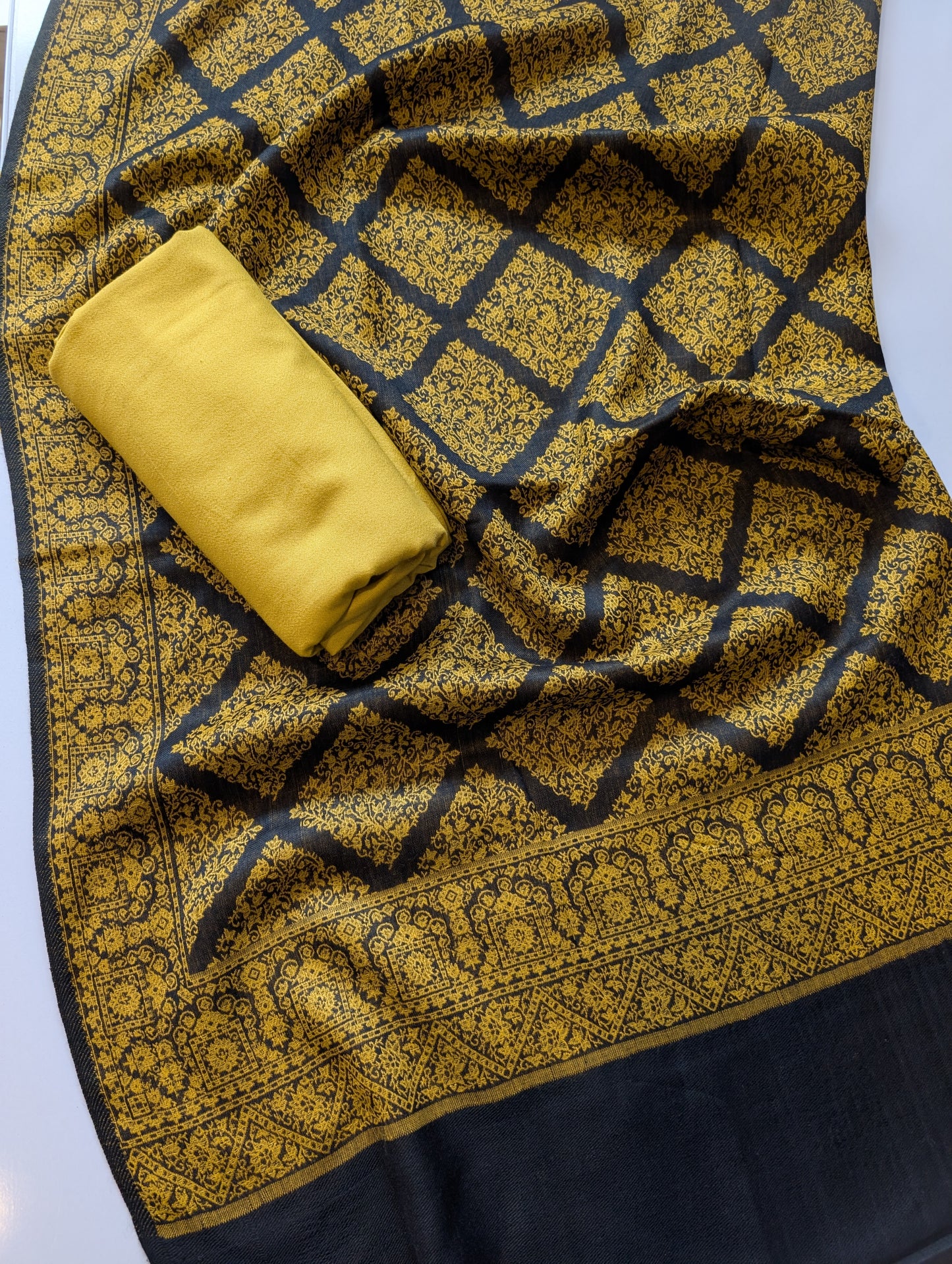 Pashmina 3 Piece Suit | Kani Pashmina Shawl With Pear Green Marina Suit