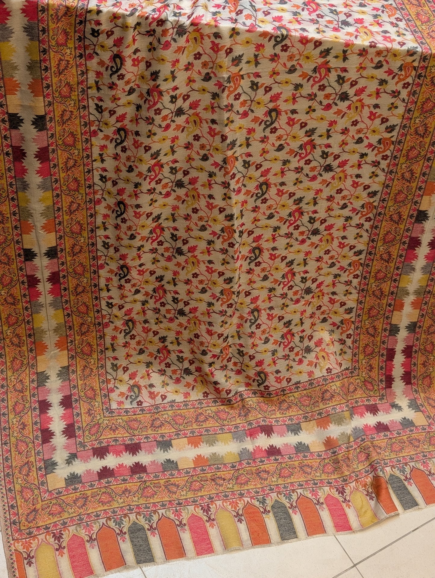 Pashmina Wool Kani Shawl in Full Size Multi Color