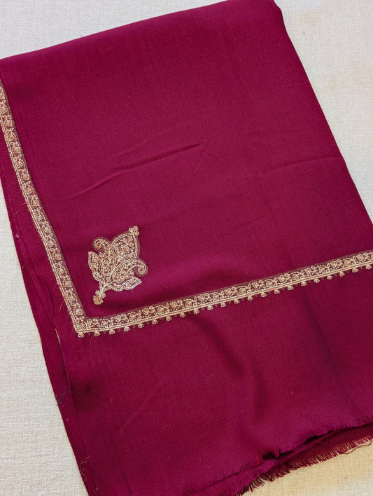 Kingri Border Embroidered Pashmina Shawl Best Selling Shawl Perfect Gift | Maroon