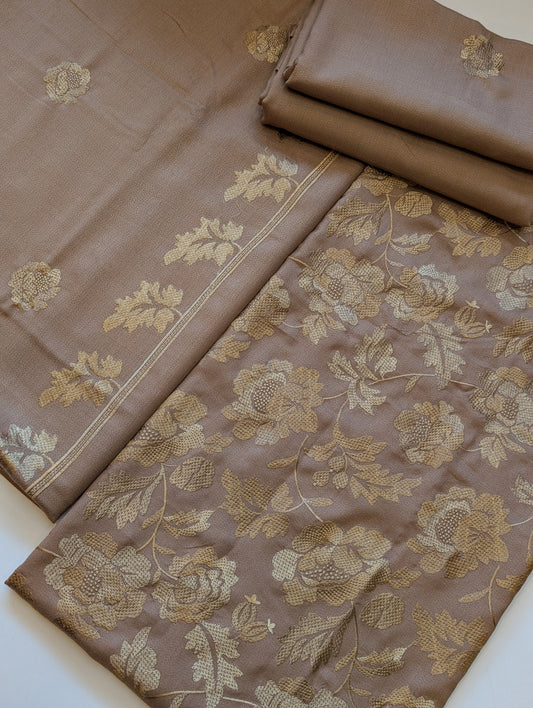 Marina 3 Piece Embroidered Suit Same Embroidery Marina Shawl | Dark Skin