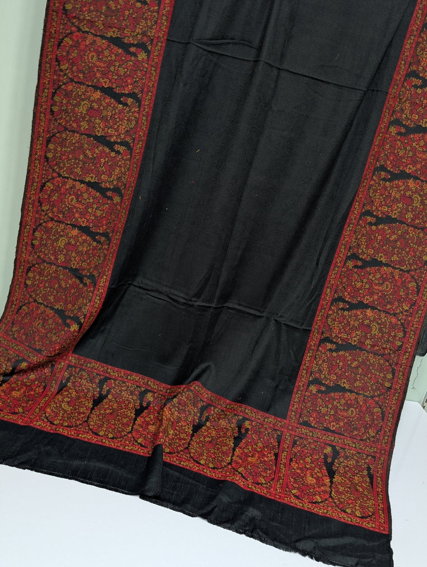 Pashmina Wool Kani 4 Side Border Shawl in Full Size Multi Color | Black