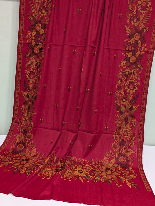 Pashmina Wool Kani 4 Side Border Shawl in Full Size Multi Color | Maroon