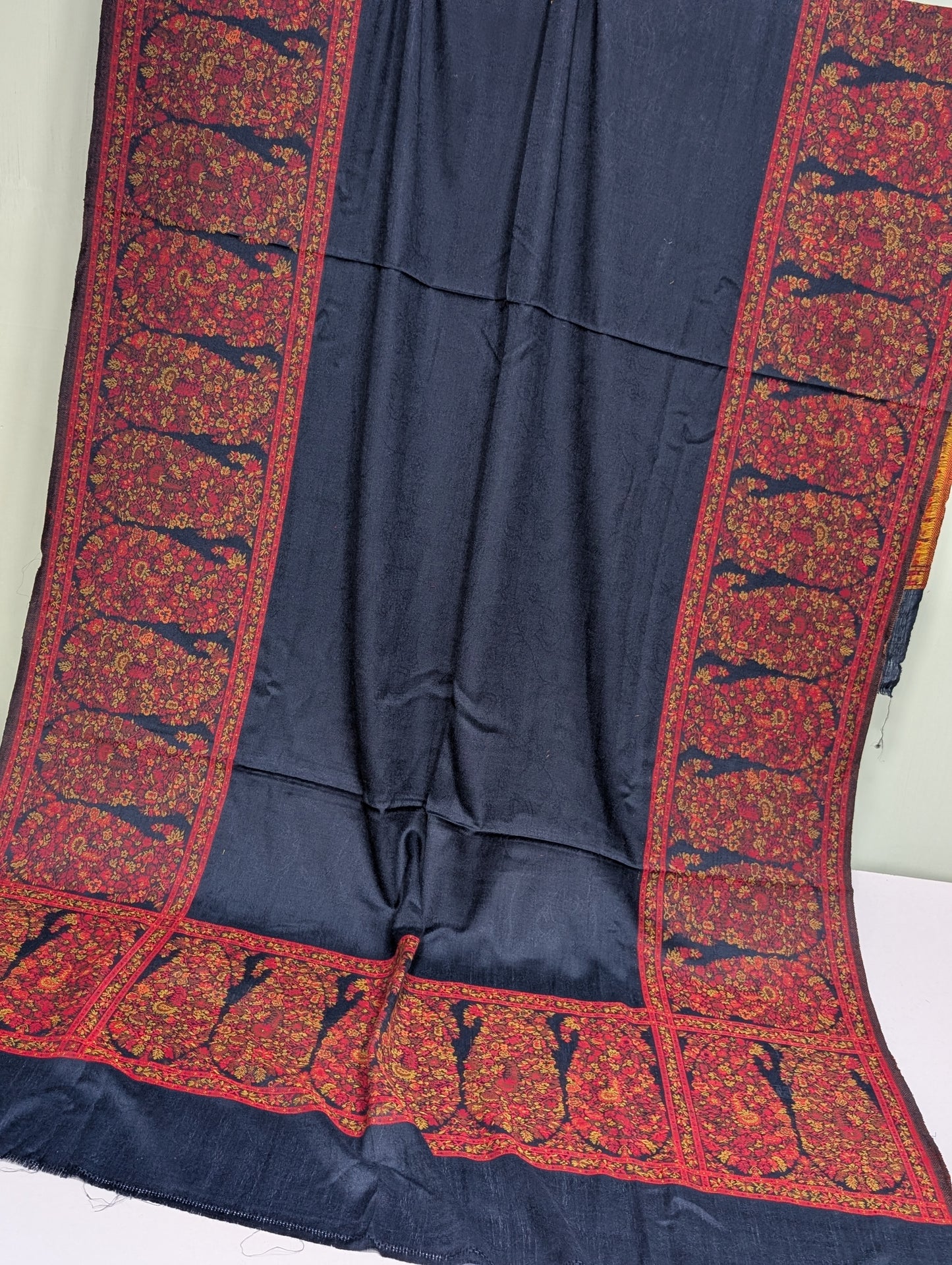 Pashmina Wool Kani 4 Side Border Shawl in Full Size Multi Color | Blue