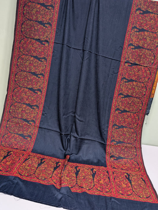 Pashmina Wool Kani 4 Side Border Shawl in Full Size Multi Color | Blue