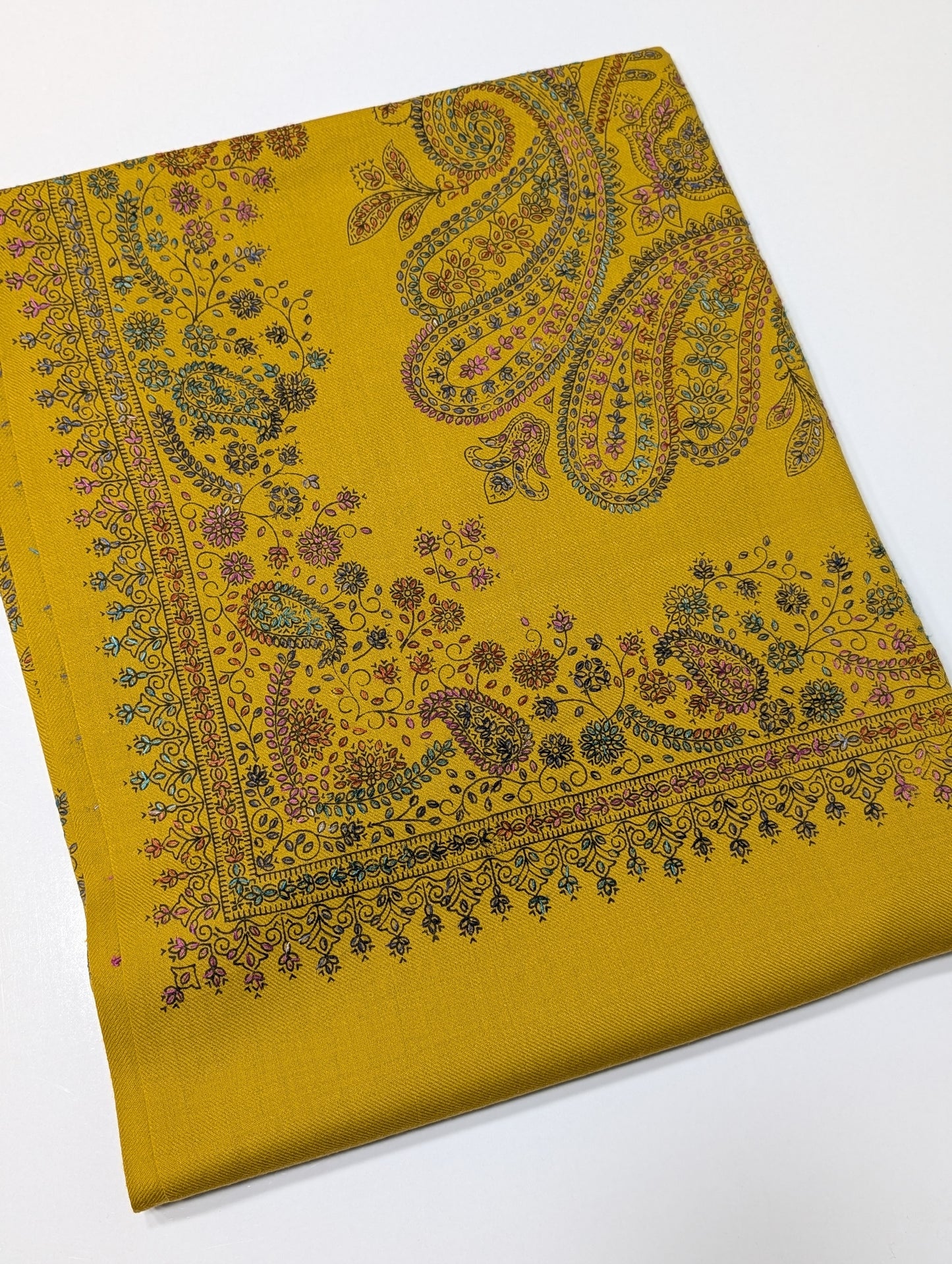 Pashmina Shawl | Hand Embroidery Beautiful Shawl in Sale | Mustard