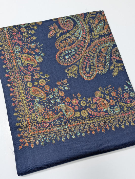 Pashmina Shawl | Hand Embroidery Beautiful Shawl in Sale | Navy Blue